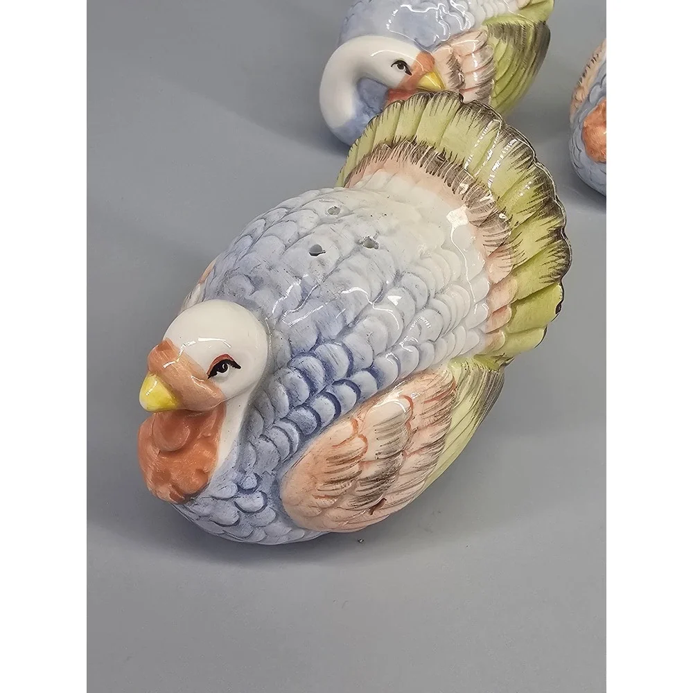 Salt Pepper Shakers FF Ceramic Turkey Thanksgiving 4pc by Fitz & Floyd